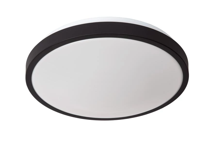 Lucide DASHER - Flush ceiling light Bathroom - Ø 34,8 cm - LED - 1x18W 2700K - IP44 - Motion & Day/Night Sensor - Black - turned off